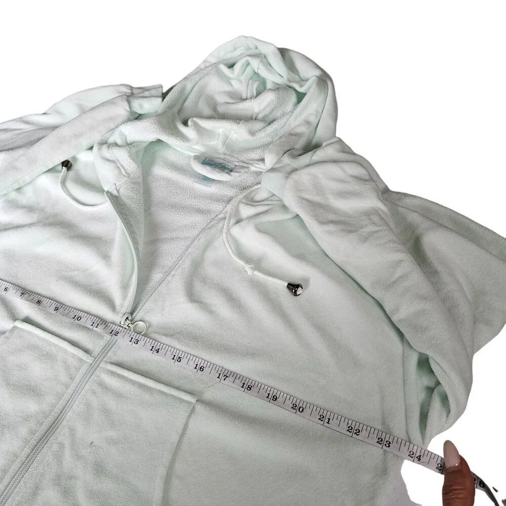 Vanity Fair Women's mint Green long Sleeved zipper Robe Pajamas Fleece size S
